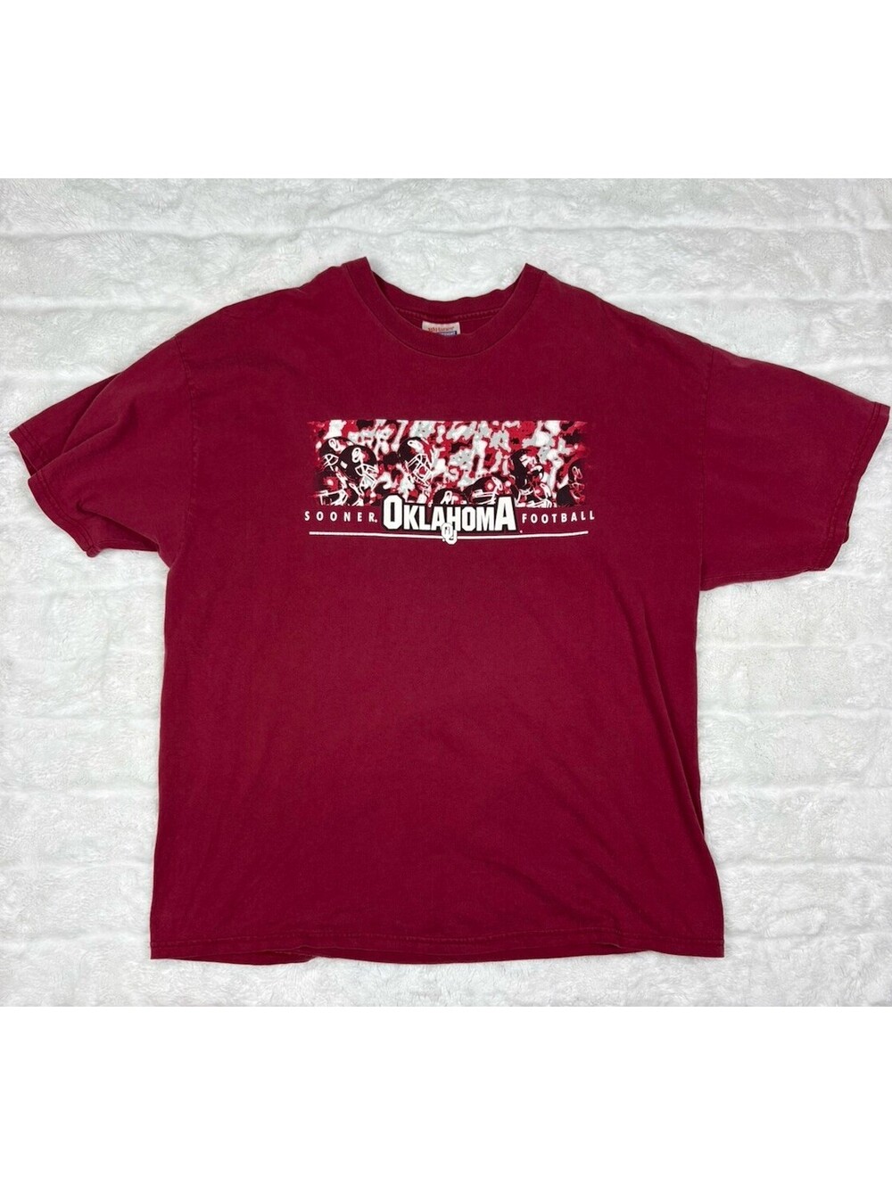 Y2K Oklahoma Sooners Football Graphic T Shirt Hanes Heavyweight Crimson XL